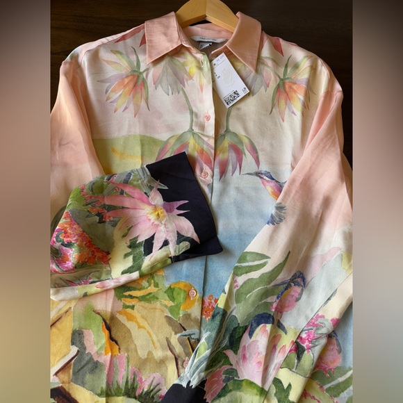 H&M OVERSIZED PRINTED TWILL SHIRT - Picture 6 of 8